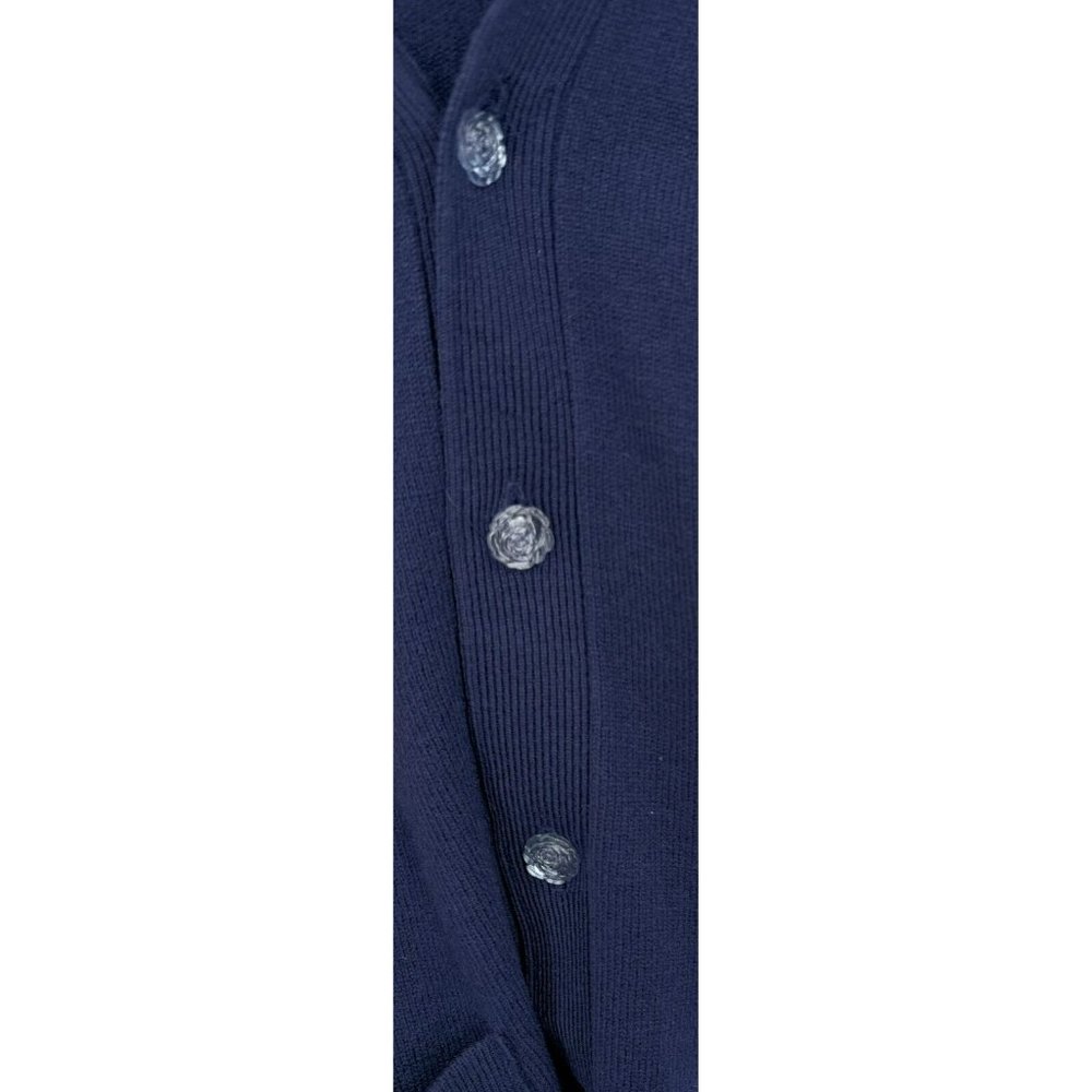 Marks & Spencer Blue‎ Cardigan Sweater Lambswool Mens S Flower Buttons - Picture 3 of 6